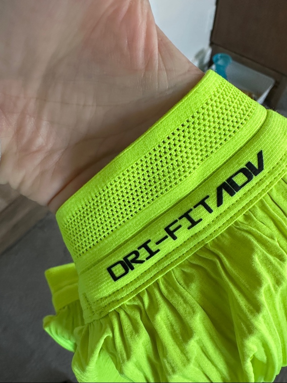 Nike Aeroswift Women's Neon Yellow Athletic Short with double nike Swoosh - Picture 12 of 16